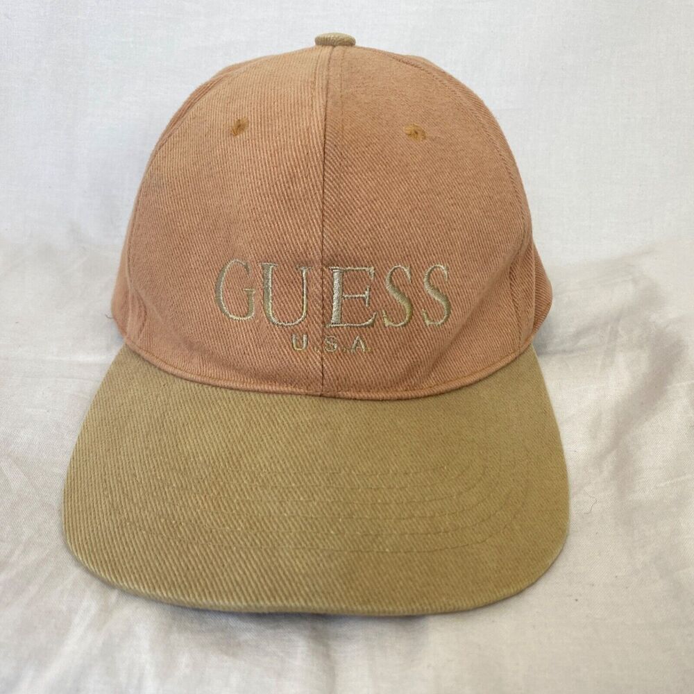 Vintage GUESS‎ USA Snapback Hat Cap Khaki Denim Jeans Canvas 80s 90s